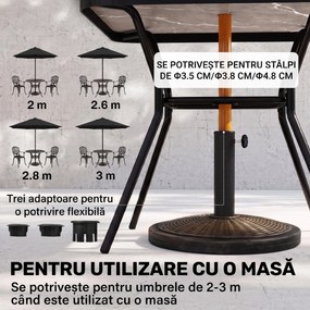 Outsunny Bază Umbrelă 14kg, Ciment și Plastic, Efect Ratan, Bronz | Aosom Romania