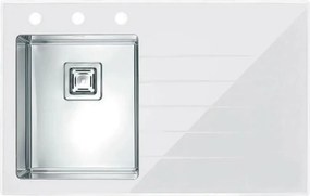 Chiuveta inox Alveus Crystalix 10 inox - alb 86x54 cm stanga