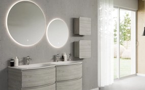 Oglindă lemn masiv cu iluminare LED rotundă Ø60/80 cm - 80cm
