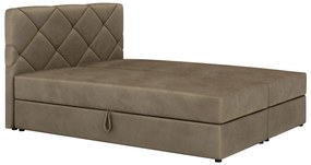 Pat matrimonial Boxspring 140x200 cm Karum Comfort (maro deschis) (cu somieră și saltea). 1056024