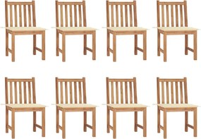 vidaXL Scaune de grădină cu perne, 8 buc., lemn masiv de tec