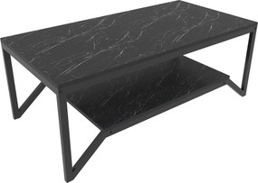 Masuta cafea Flora, negru cu efect de marmura, PAL melaminat, 120x60x4