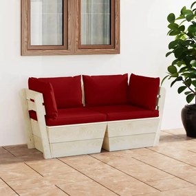Canapea gradina din paleti, 2 locuri, cu perne, lemn de molid Bordo, Canapea cu 2 locuri, 1