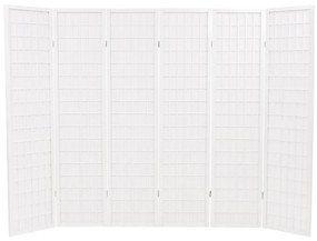 245908 vidaXL Paravan pliabil cu 6 panouri, stil japonez, 240x170 cm, Alb
