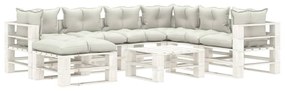 3052428 vidaXL Set mobilier grădină din paleți, 8 piese, perne bej, lemn