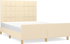 vidaXL Cadru de pat fără saltea, crem, 140x200 cm, textil