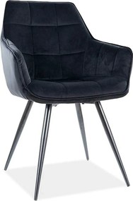 Scaun Lilia, negru, stofa catifelata/metal, 59x45x90 cm