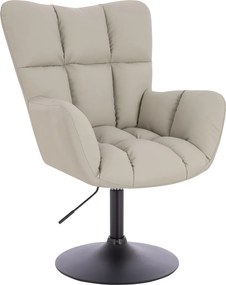 HR650N Scaun Ecru Piele Ecologica Premium Soft cu Bază Neagră