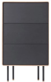 Comodă neagră/în culoare naturală înaltă din lemn de stejar 60x100 cm Fina – Gazzda