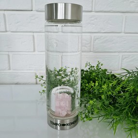 TEMPO-KONDELA CRYSTAL, flacon de sticlă cu cristale roz, 500 ml