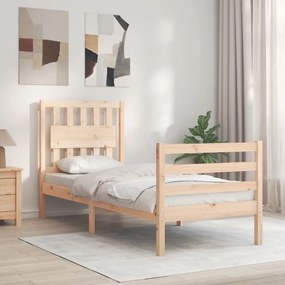 3194271 vidaXL Cadru de pat cu tăblie single mic, lemn masiv