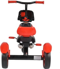 Tricicleta cu pedale NOVOKIDS™ Eagle Trike , Cu melodii si lumini, Carena, Max 25 kg, Roti din cauciuc EVA, Cadru metalic, Far luminos, Rosu