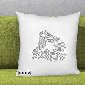 Perna Decorativa Abstract Linii Organice, 40x40 cm, Alb Pufos, Husa Detasabila, Perna Inclusa, BEKZ®