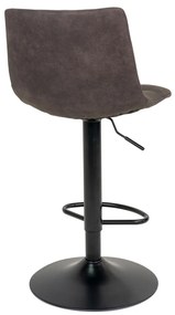 Taburet de bar Middelfart, microfibră, gri închis, picioare negre