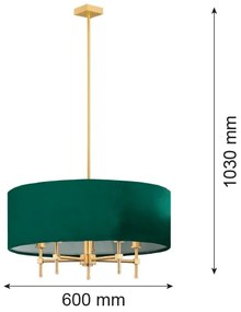 Lustră pe tijă ABBANO 5xE14/7W/230V alamă/verde Argon 2146