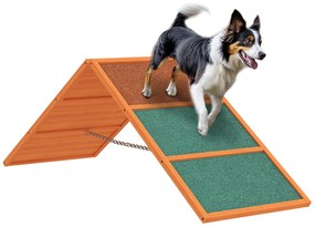 PawHut Rampă pentru Agilitate câini, pliabilă, înălțime reglabilă, antiderapantă, molid, până la 40 kg, 173 x 59 x 66 cm, Portocaliu/Verde | Aosom Romania