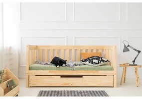 Pat pentru copii în culoare naturală cu extensie suplimentară cu spațiu de depozitare cu somieră 90x200 cm CPP – Adeko