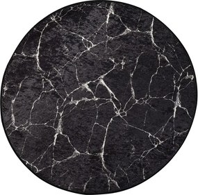 Covoraș de baie negru ø 100 cm Marble – Foutastic