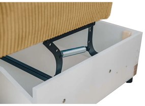 Canapea extensibila cu trei locuri cu taburet SMART SET, mustar