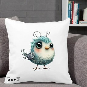 Perna Decorativa Pui Teal cu Aripioare Ornamentale, 40x40 cm, Alba Mata, Husa Detasabila, Perna Inclusa, BEKZ®