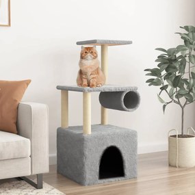 vidaXL Ansamblu pisici, stâlpi din funie sisal, gri deschis, 109,5 cm