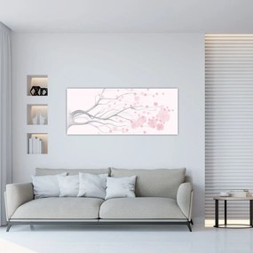 Tablou - Flori roz (120x50 cm)