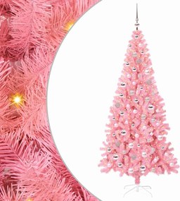 vidaXL Brad de Crăciun cu 300 LED cu suport Roz 210 cm PVC