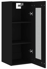Dulap de perete suspendat, negru, 34,5x34x90 cm 1, Negru