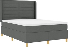 vidaXL Pat cu arcuri cu saltea cu headboard Gri 140 x 200 cm țesătură