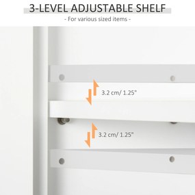 HOMCOM Dulapior 2 Rafturi de Montat pe Perete de Perete Bucatarie Baie Lemn 60x19,8x58cm Alb