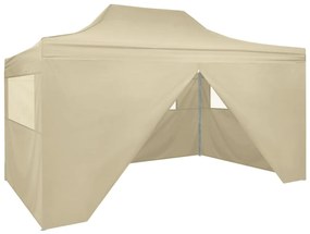 vidaXL 42513 foldable tent pop-up with 4 side walls 3x4,5 m cream white