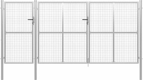 vidaXL Poartă de grădină din oțel 400x150 cm argintie
