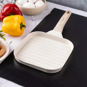 Tigaie grill Klausberg KB 7812, 18.5 cm, Finisaj marmura, Maner Cool Touch, Inductie, Bej