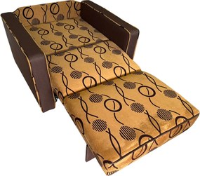 Fotoliu SAMY NEXT extensibil, cu lada de depozitare, stofa maro, cadru metalic, 103x100x92 Stofa, Maro + Bej