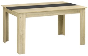 HOMCOM Masă de dining pentru 6 persoane din lemn aspect natur și negru, dim. 140L x 90l x 75H cm | Aosom Romania