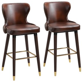 HomCom, set 2 scaune bar, stil industrial,  52x53x101cm, maro | Aosom Ro