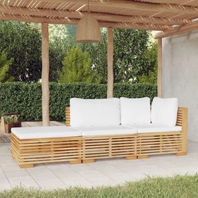 3100905 vidaXL Set mobilier grădină cu perne, 3 piese, lemn masiv de tec