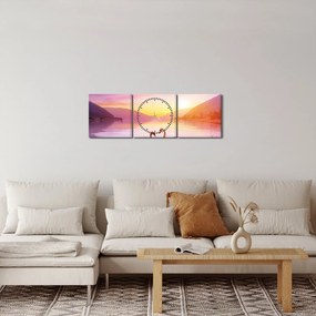 Tablou - Lebăde îndrăgostite (cu ceas) (90x30 cm)
