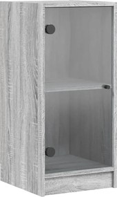 vidaXL Dulap lateral cu uși din sticlă, gri sonoma, 35x37x75,5 cm