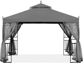 ABCCANOPY Foișor de gradina 3.05x3.05 m - Foișor exterior cu cadru din oțel și plasă de țânțari pentru gazon, curte, grădină, terasă, Gri