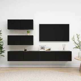 Set comode TV, 4 buc., negru, PAL 1, Negru, 100 x 30 x 30 cm