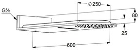 Palarie dus Kludi A-QA cu montare pe perete 250 mm negru crom Negru/Crom