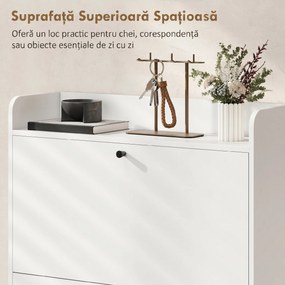 HOMCOM Dulap pentru încălțăminte Slim cu 2 sertare basculante și rafturi ajustabile, din lemn și metal, 80x24x101cm, alb | Aosom Romania