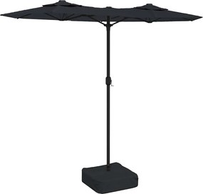 vidaXL Umbrelă de grădină cu două capete, negru, 316x145 cm