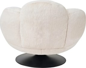 Fotoliu de relaxare rotativ 360° tip Lounge, tapițerie Mink Cashmere, bază metalică neagră Ø60 cm, Beige, 96x93x78 cm