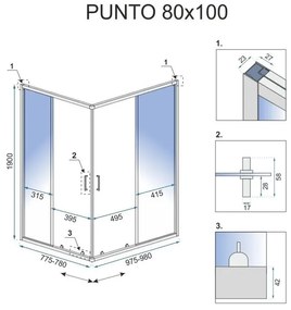 Cabina de dus Rea Punto cu cadita neagra 80x100 cm auriu