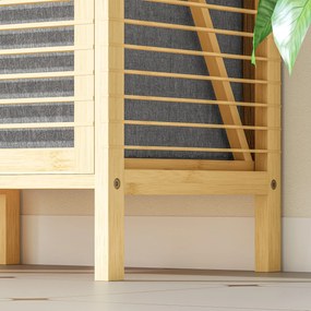 HOMCOM Dulap de baie din bambus cu coș de rufe detașabil de 37 l, natural | Aosom Romania