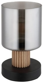 Lampa de masa lemn maro sticla fumurie ALEIDIS