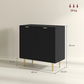 HOMCOM Bufet modern cu 2 uși și raft reglabil, mobilier tip bufet pentru bucătărie și living, cu picioare metalice, negru | Aosom Romania