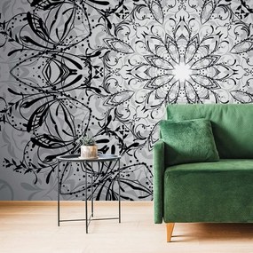 Tapet rozetă în design alb-negru